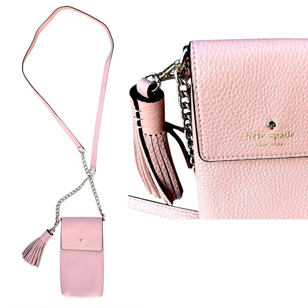NWOT $128 Kate Spade North South Crossbody Phone Bag Card Wallet Pebbled Leather
